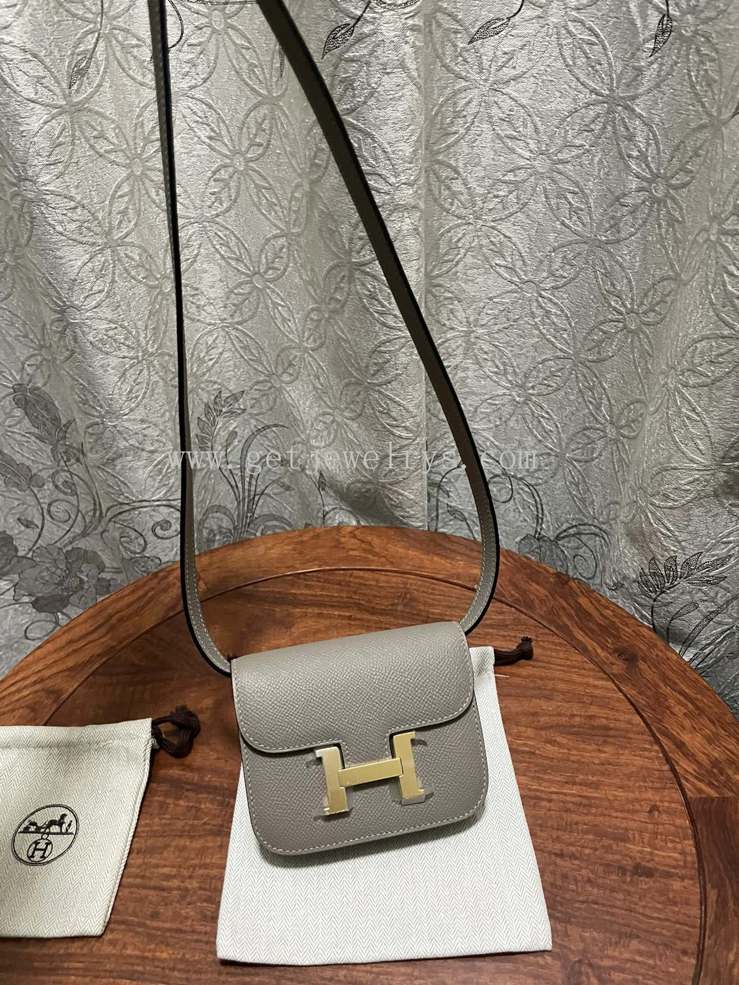 Handmade Hermes Constance Slim Wallet Belt Bag In Epsom Calfskin Grey