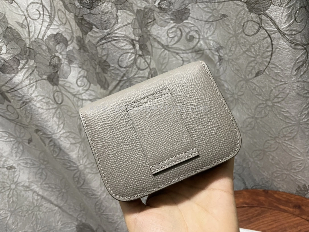 Handmade Hermes Constance Slim Wallet Belt Bag In Epsom Calfskin Grey