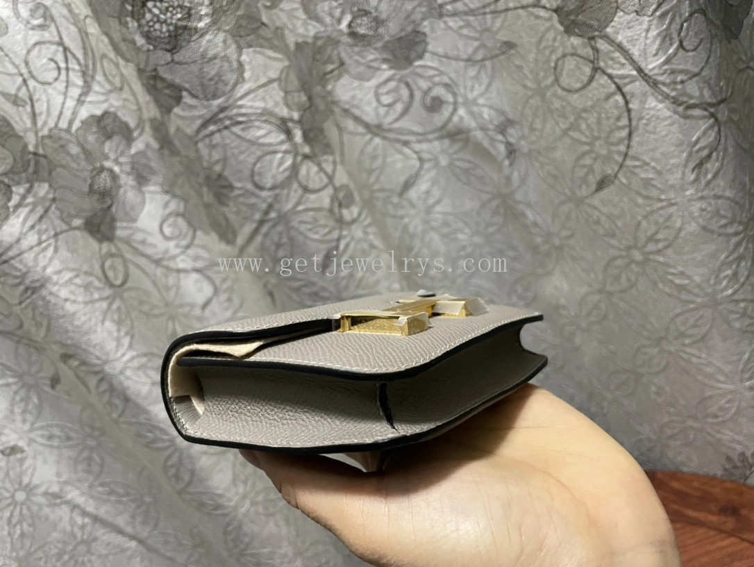 Handmade Hermes Constance Slim Wallet Belt Bag In Epsom Calfskin Grey