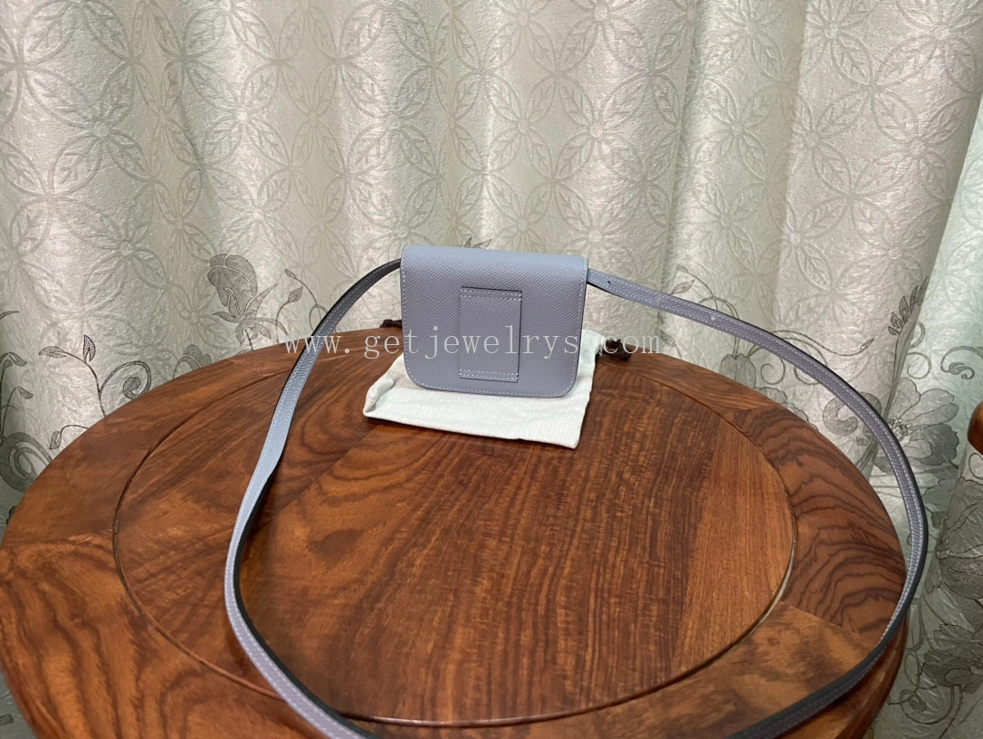 Handmade Hermes Constance Slim Wallet Belt Bag In Epsom Calfskin Light Blue