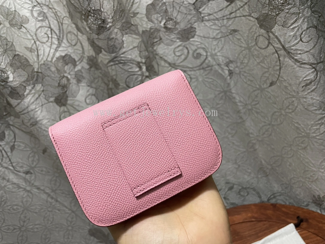 Handmade Hermes Constance Slim Wallet Belt Bag In Epsom Calfskin Pink