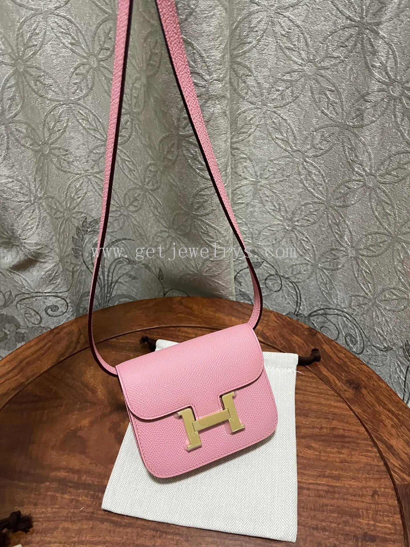 Handmade Hermes Constance Slim Wallet Belt Bag In Epsom Calfskin Pink