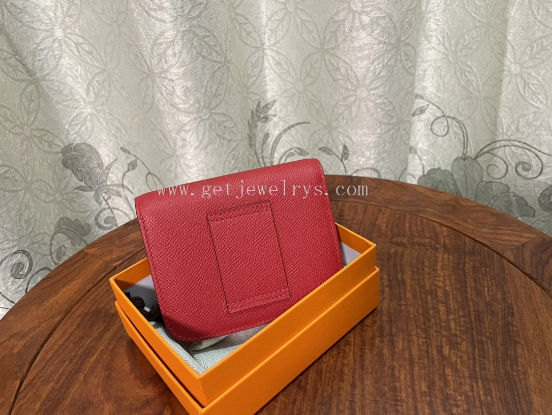 Handmade Hermes Constance Slim Wallet Belt Bag In Epsom Calfskin Red