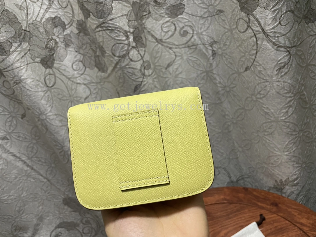 Handmade Hermes Constance Slim Wallet Belt Bag In Epsom Calfskin Yellow