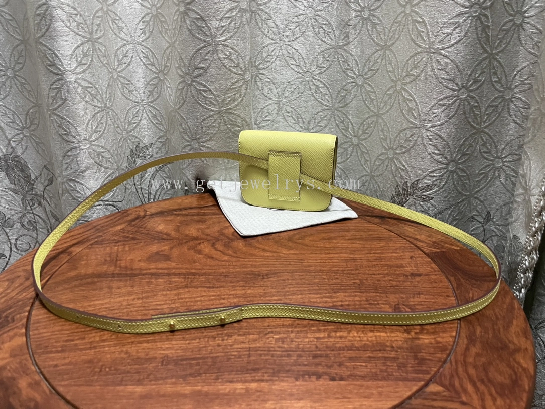 Handmade Hermes Constance Slim Wallet Belt Bag In Epsom Calfskin Yellow