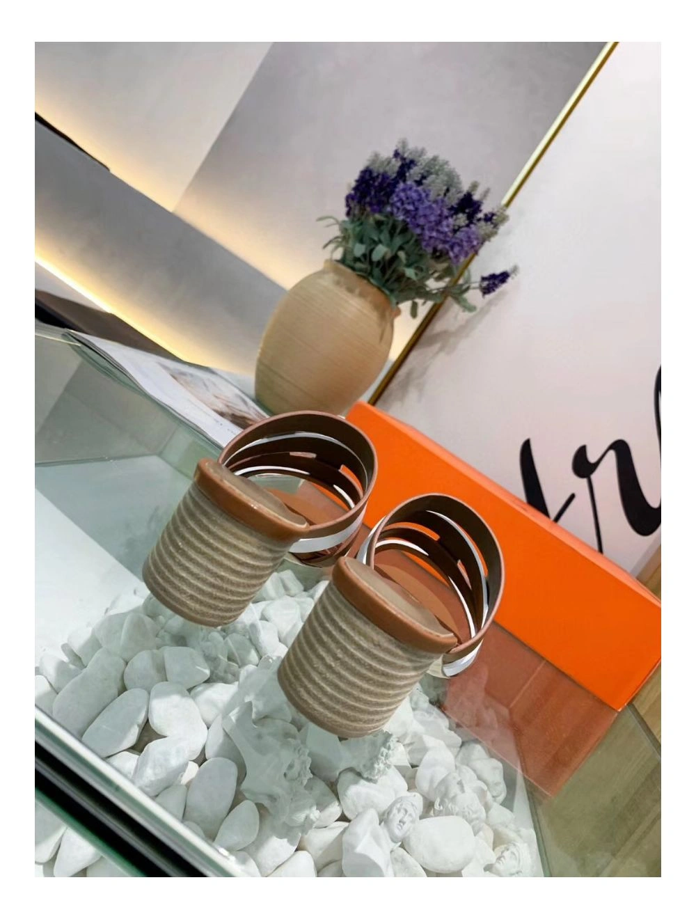 Hermes Amica 5mm Sandals In Brown White Calfskin