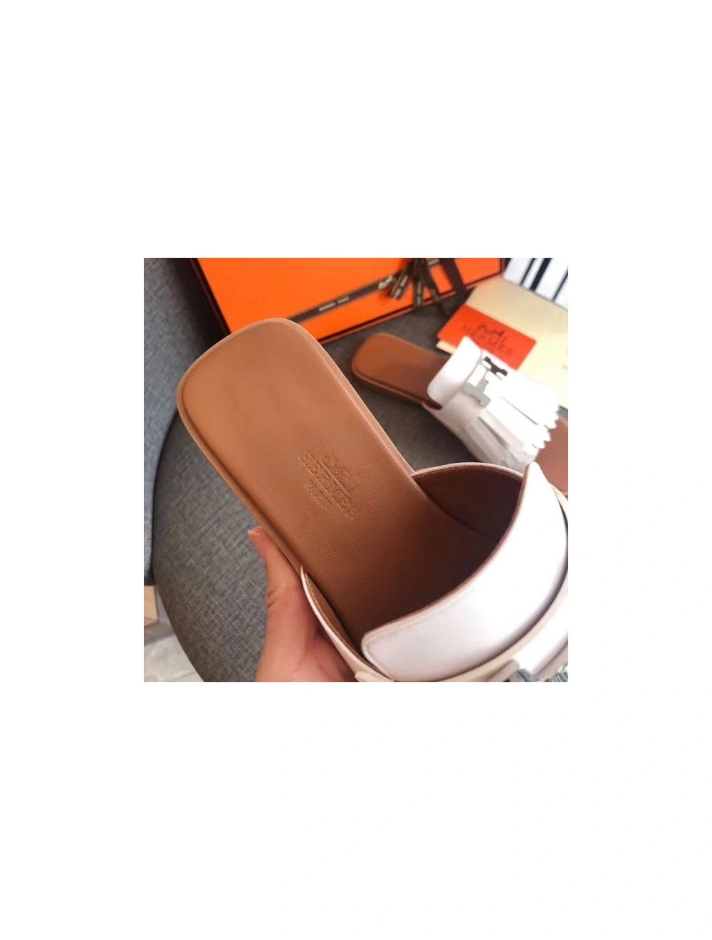 Hermes Auteuil Sandals In White Calfskin