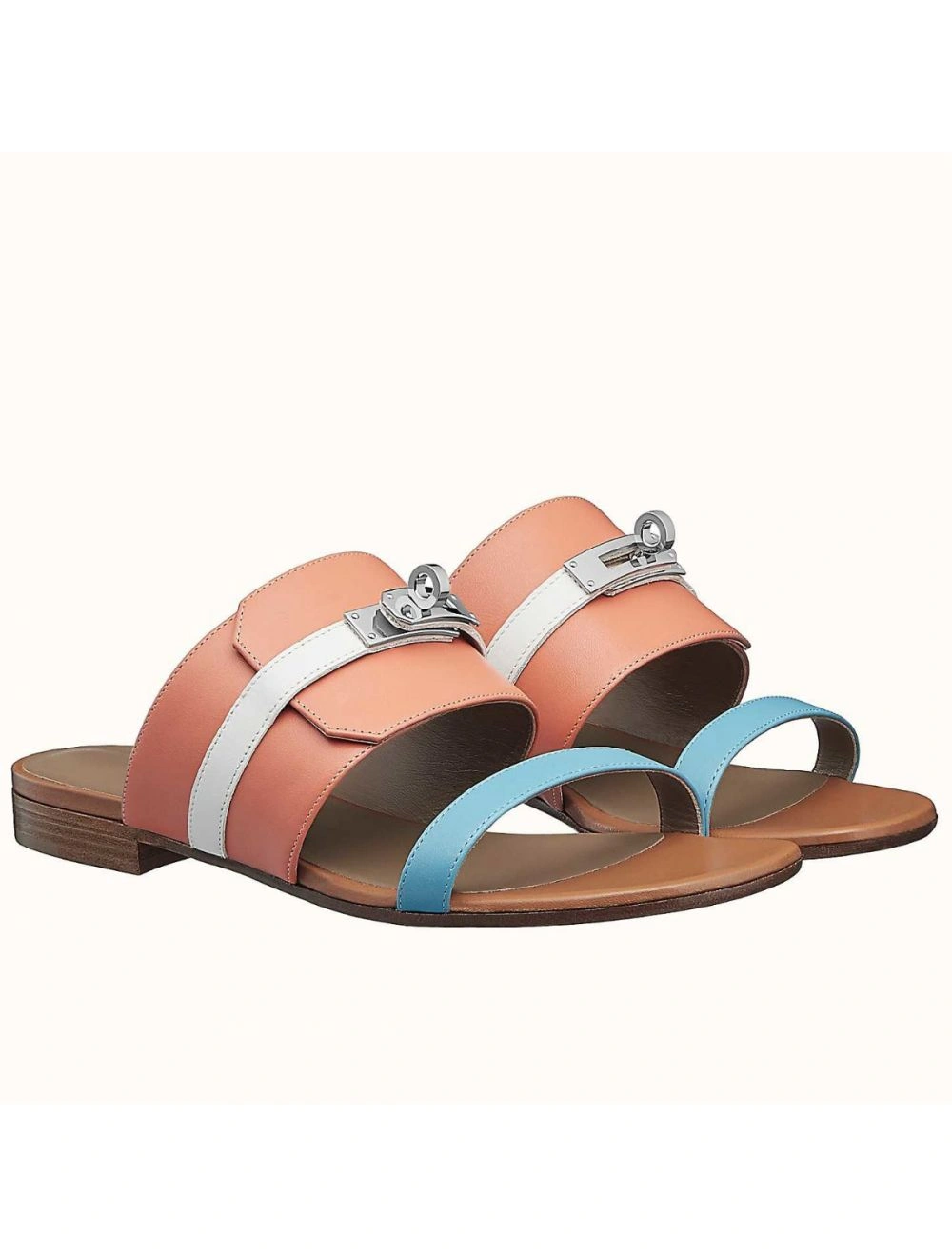 Hermes Avenue Sandals In Multicolour Calfskin