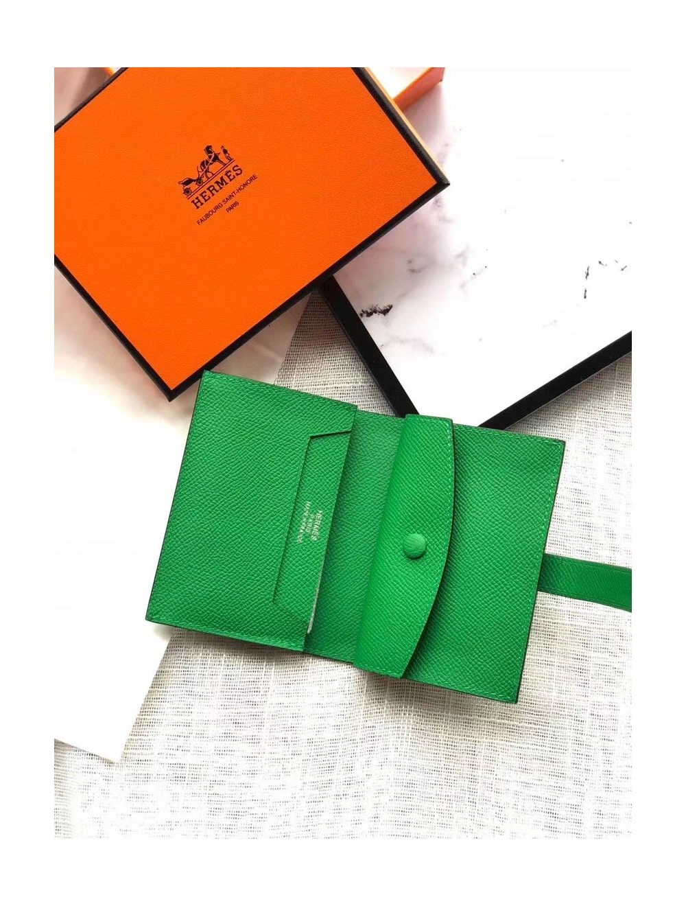 Hermes Bearn Mini Wallet In Bamboo Epsom Leather