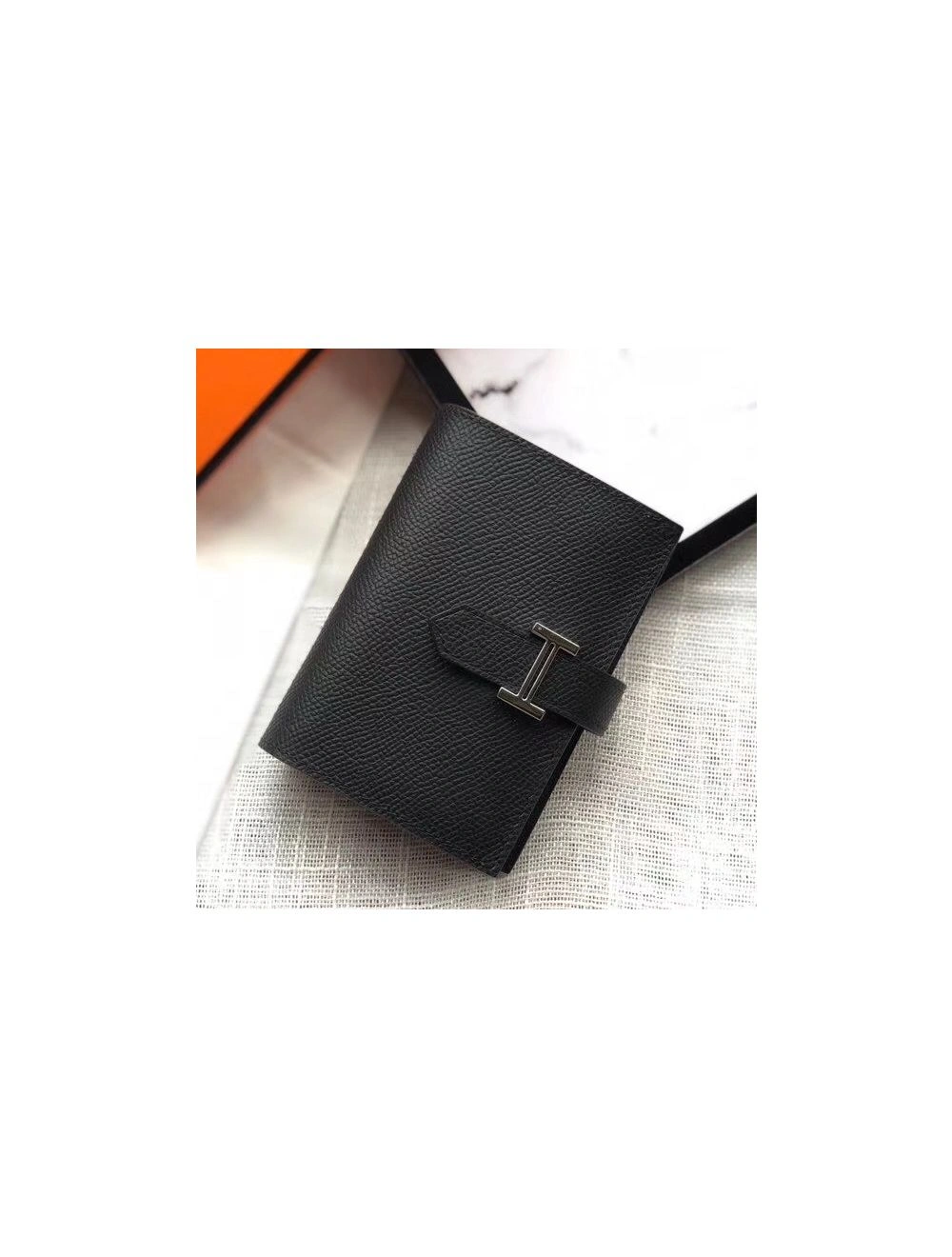 Hermes Bearn Mini Wallet In Black Epsom Leather