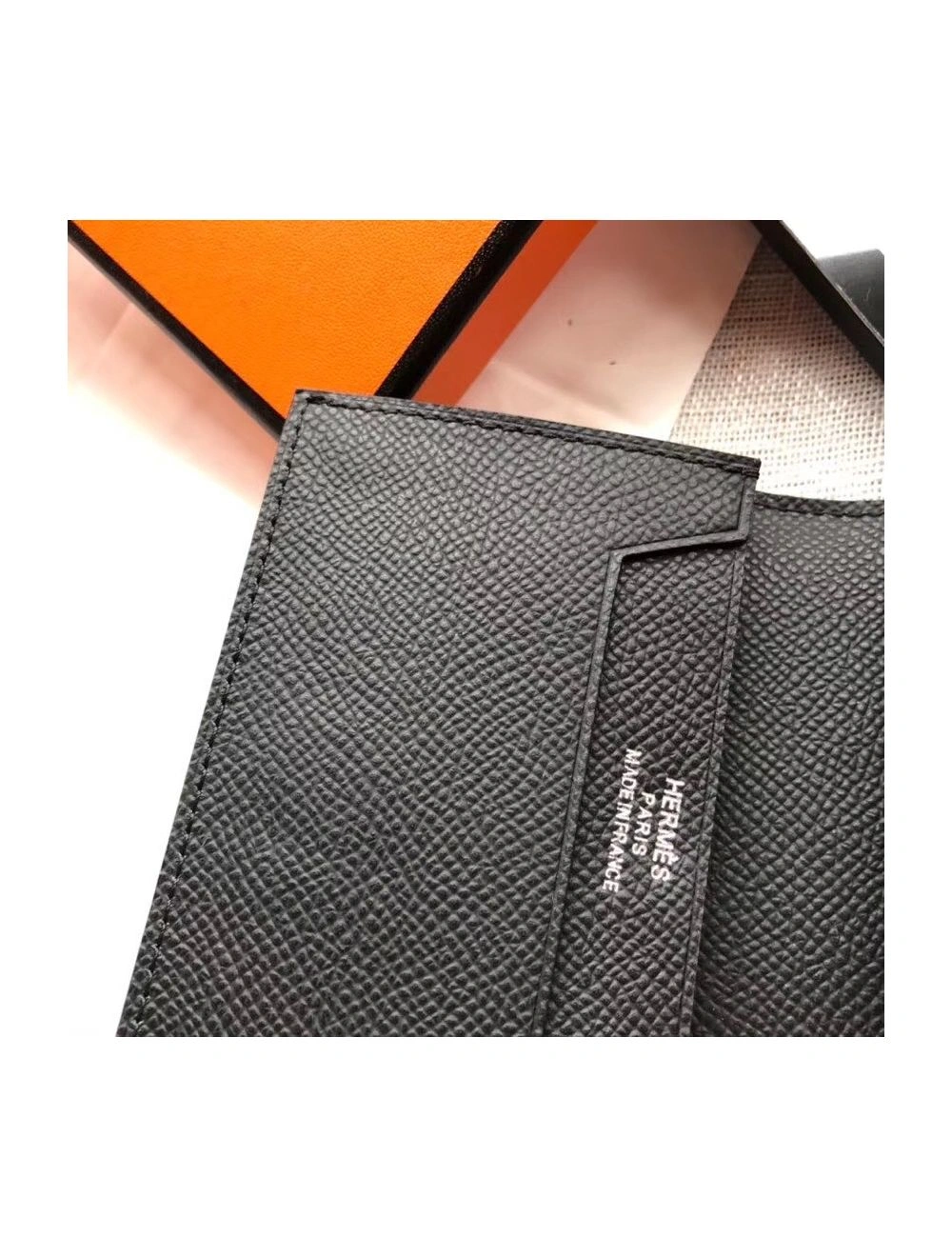 Hermes Bearn Mini Wallet In Black Epsom Leather