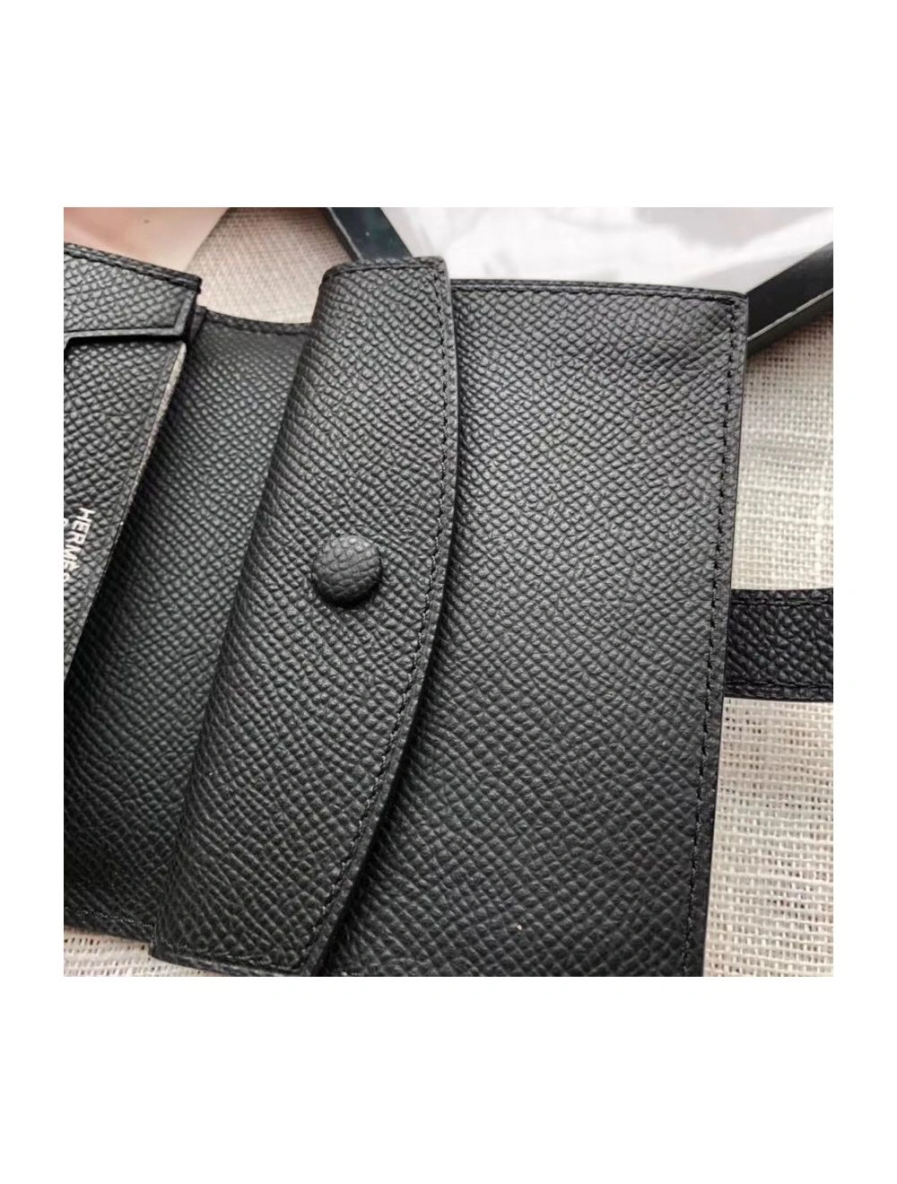 Hermes Bearn Mini Wallet In Black Epsom Leather