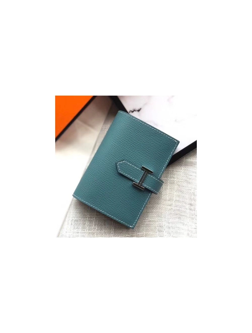 Hermes Bearn Mini Wallet In Blue Jean Epsom Leather