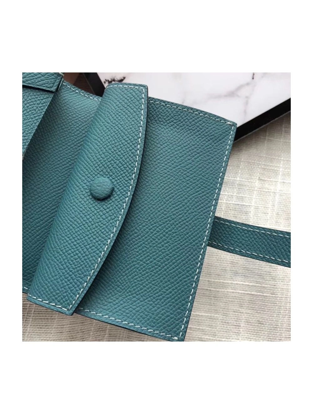 Hermes Bearn Mini Wallet In Blue Jean Epsom Leather