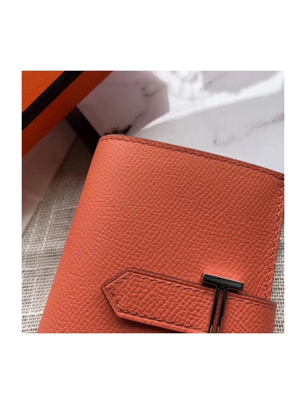 Hermes Bearn Mini Wallet In Crevette Epsom Leather