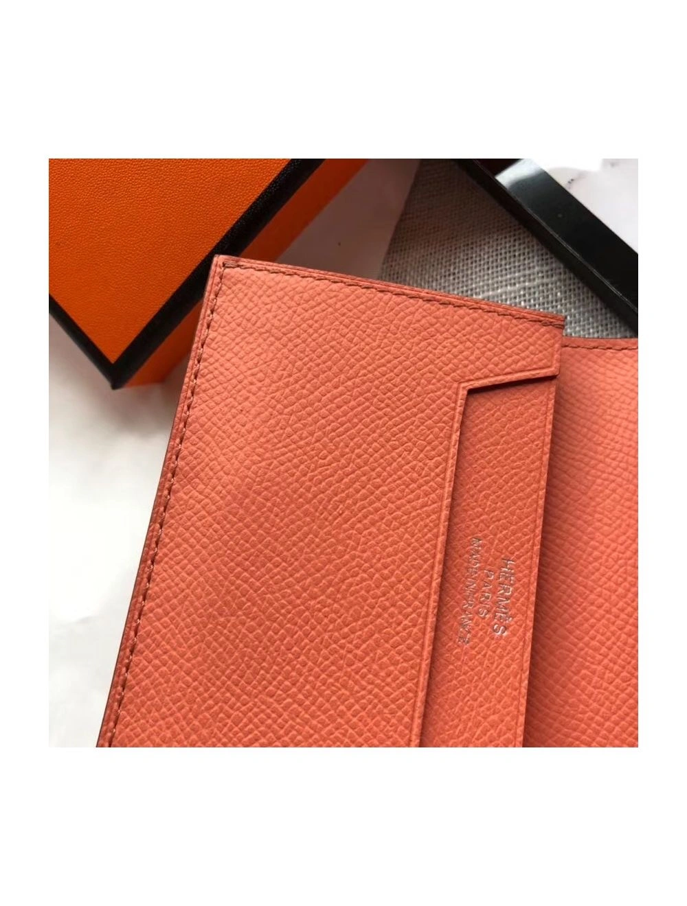 Hermes Bearn Mini Wallet In Crevette Epsom Leather