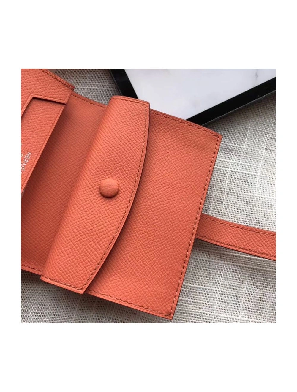 Hermes Bearn Mini Wallet In Crevette Epsom Leather