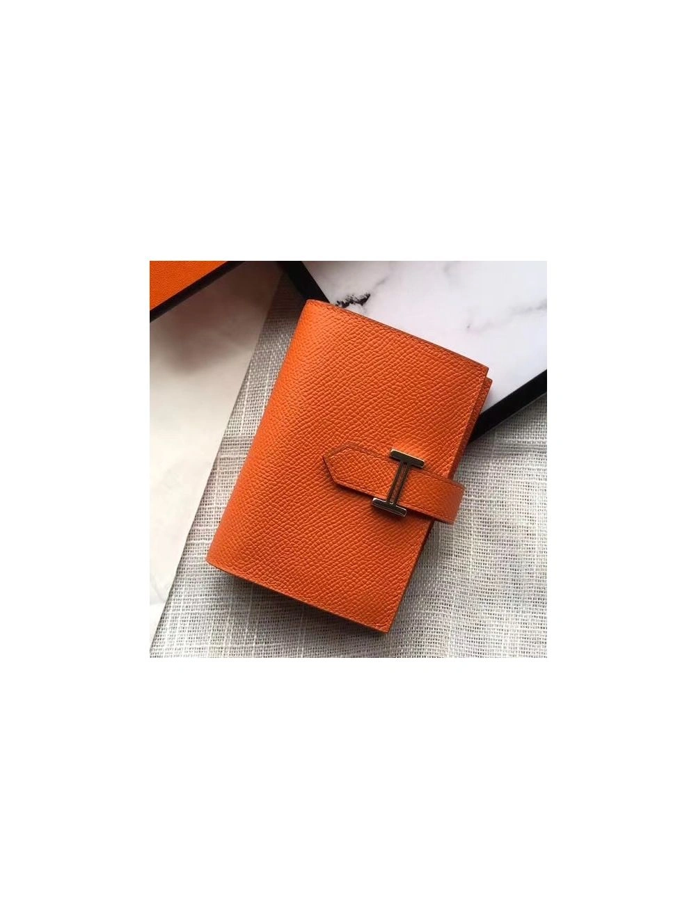 Hermes Bearn Mini Wallet In Orange Epsom Leather