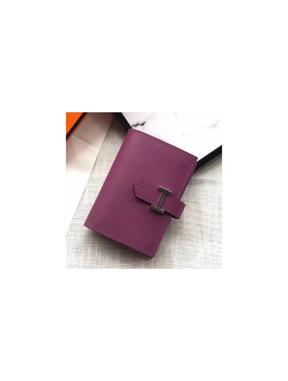 Hermes Bearn Mini Wallet In Purple Epsom Leather