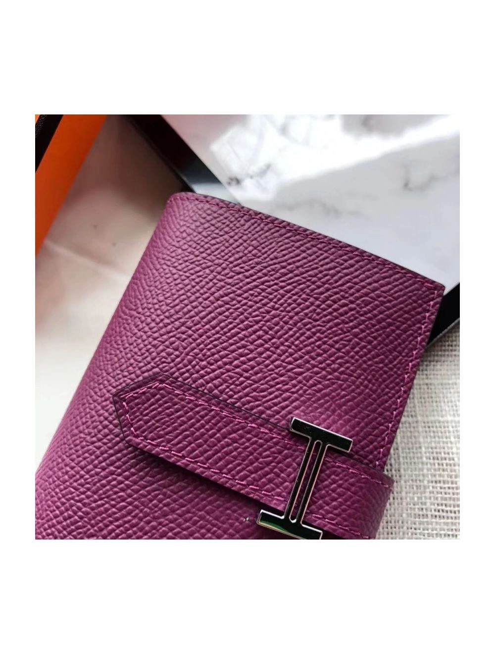 Hermes Bearn Mini Wallet In Purple Epsom Leather
