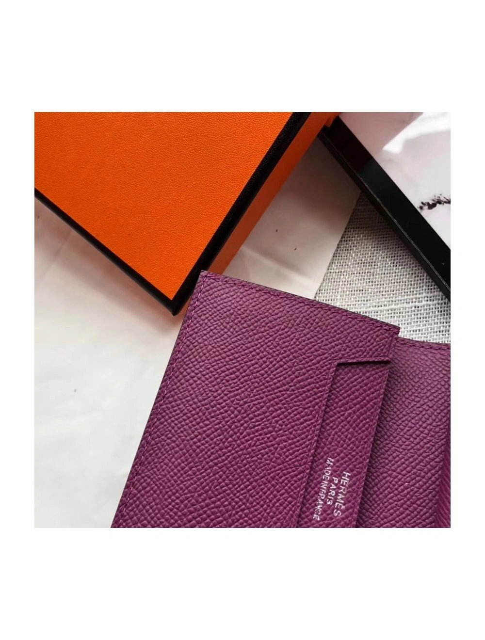 Hermes Bearn Mini Wallet In Purple Epsom Leather