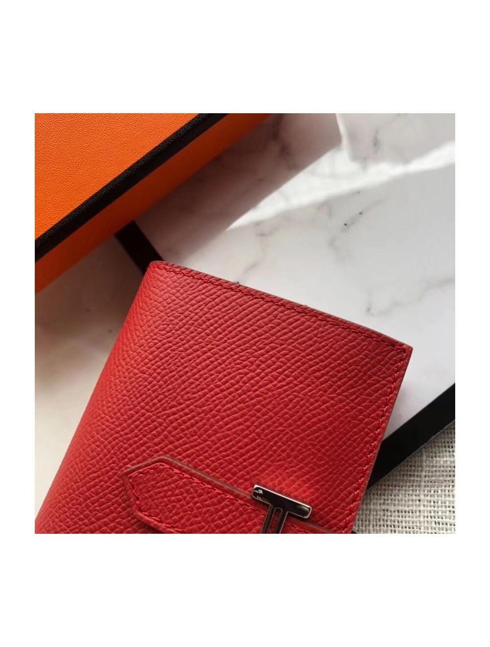 Hermes Bearn Mini Wallet In Red Epsom Leather