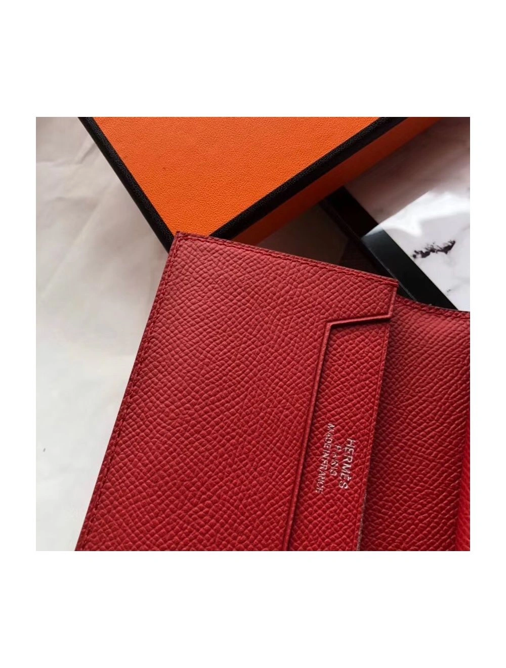Hermes Bearn Mini Wallet In Red Epsom Leather