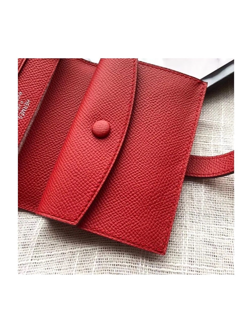 Hermes Bearn Mini Wallet In Red Epsom Leather