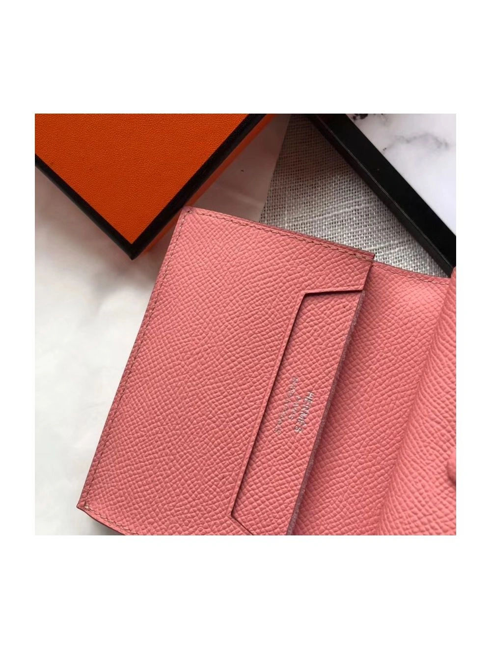 Hermes Bearn Mini Wallet In Rose Confetti Epsom Leather
