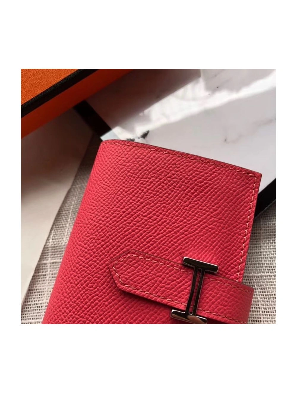 Hermes Bearn Mini Wallet In Rose Lipstick Epsom Leather