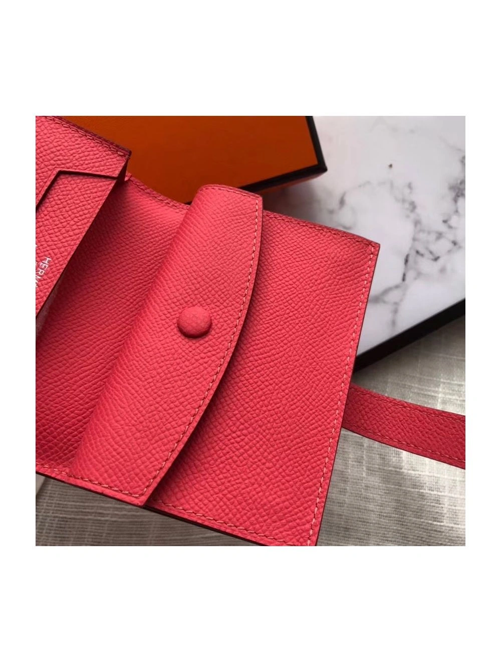 Hermes Bearn Mini Wallet In Rose Lipstick Epsom Leather