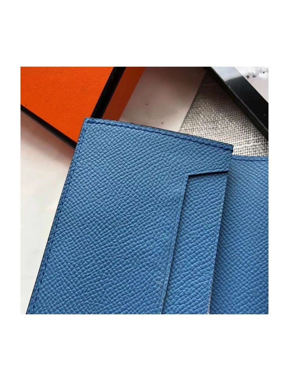 Hermes Bearn Mini Wallet In Sky Blue Epsom Leather
