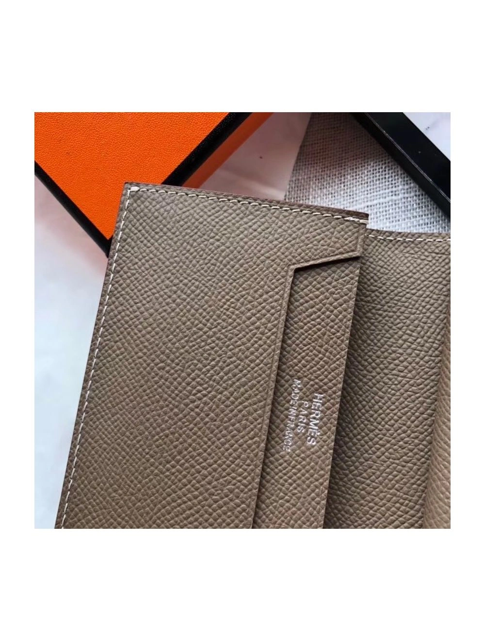 Hermes Bearn Mini Wallet In Taupe Epsom Leather