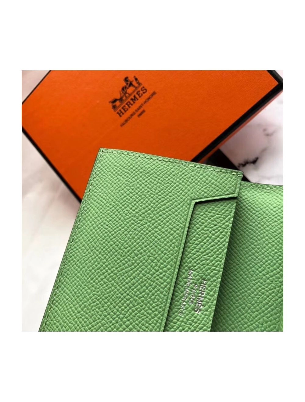 Hermes Bearn Mini Wallet In Vert Criquet Epsom Leather
