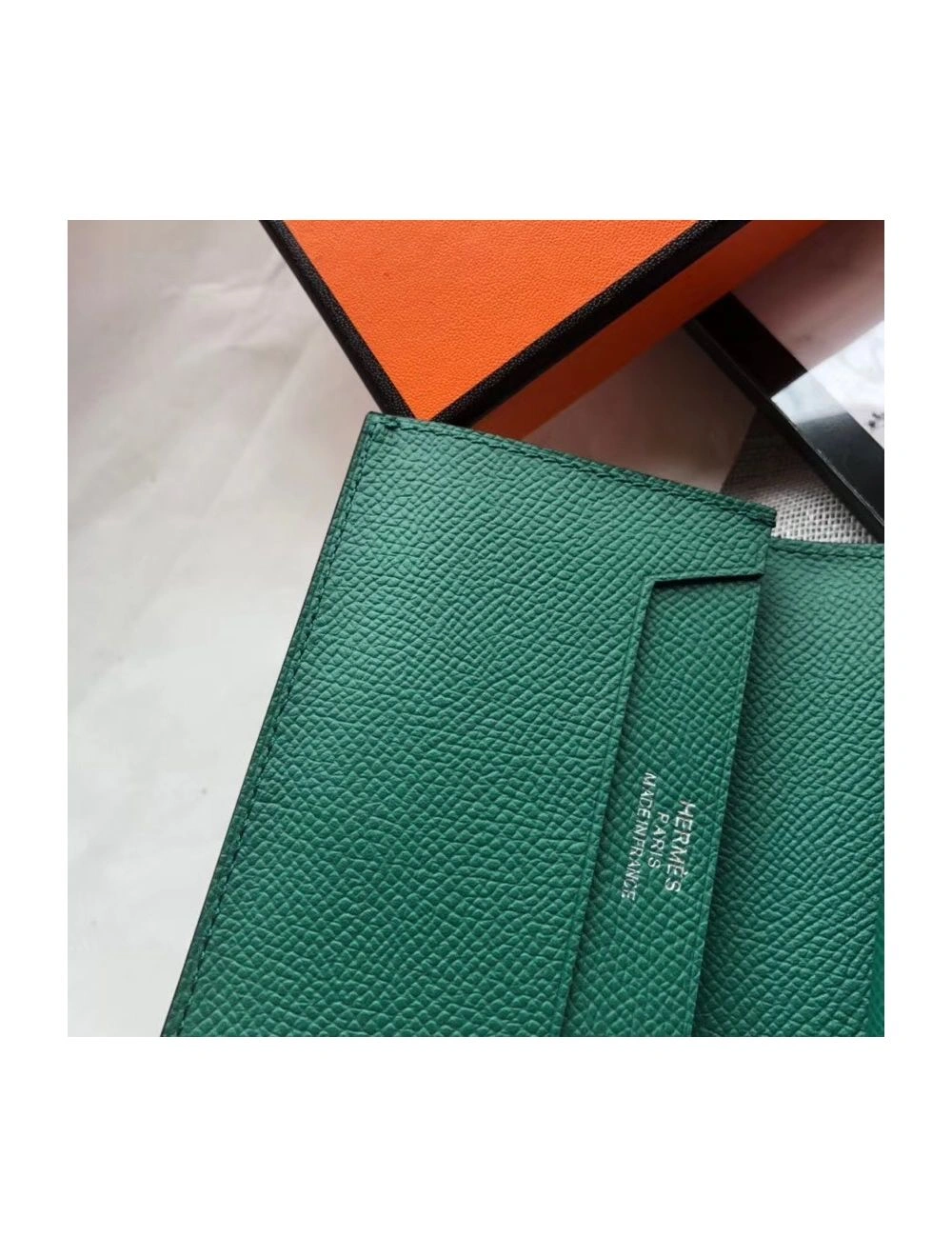 Hermes Bearn Mini Wallet In Vert Vertigo Epsom Leather