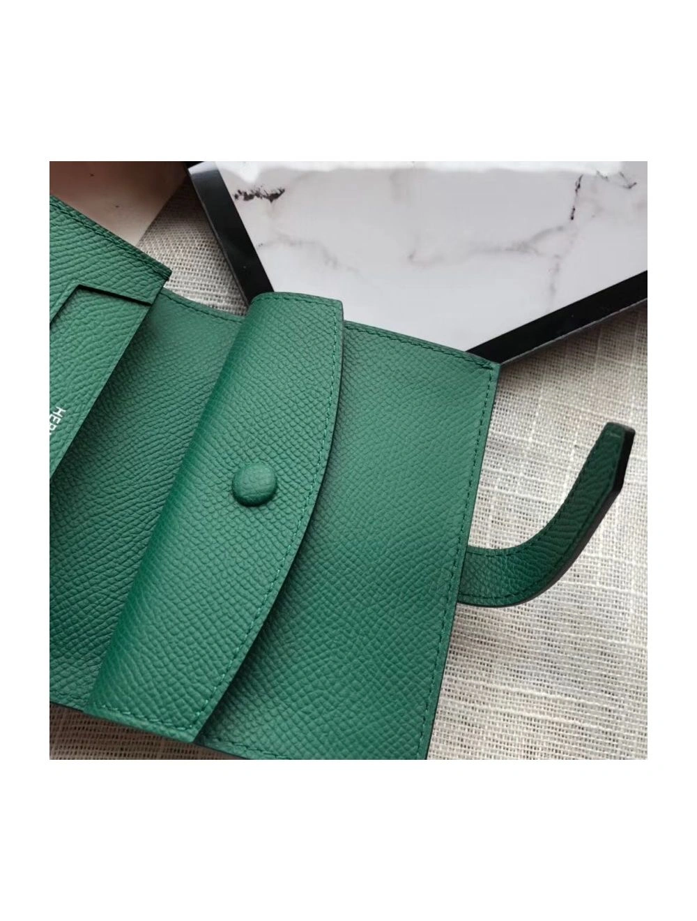 Hermes Bearn Mini Wallet In Vert Vertigo Epsom Leather