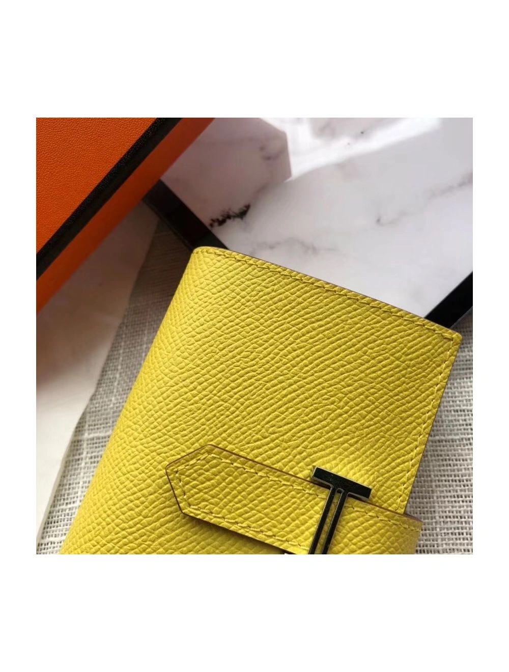 Hermes Bearn Mini Wallet In Yellow Epsom Leather