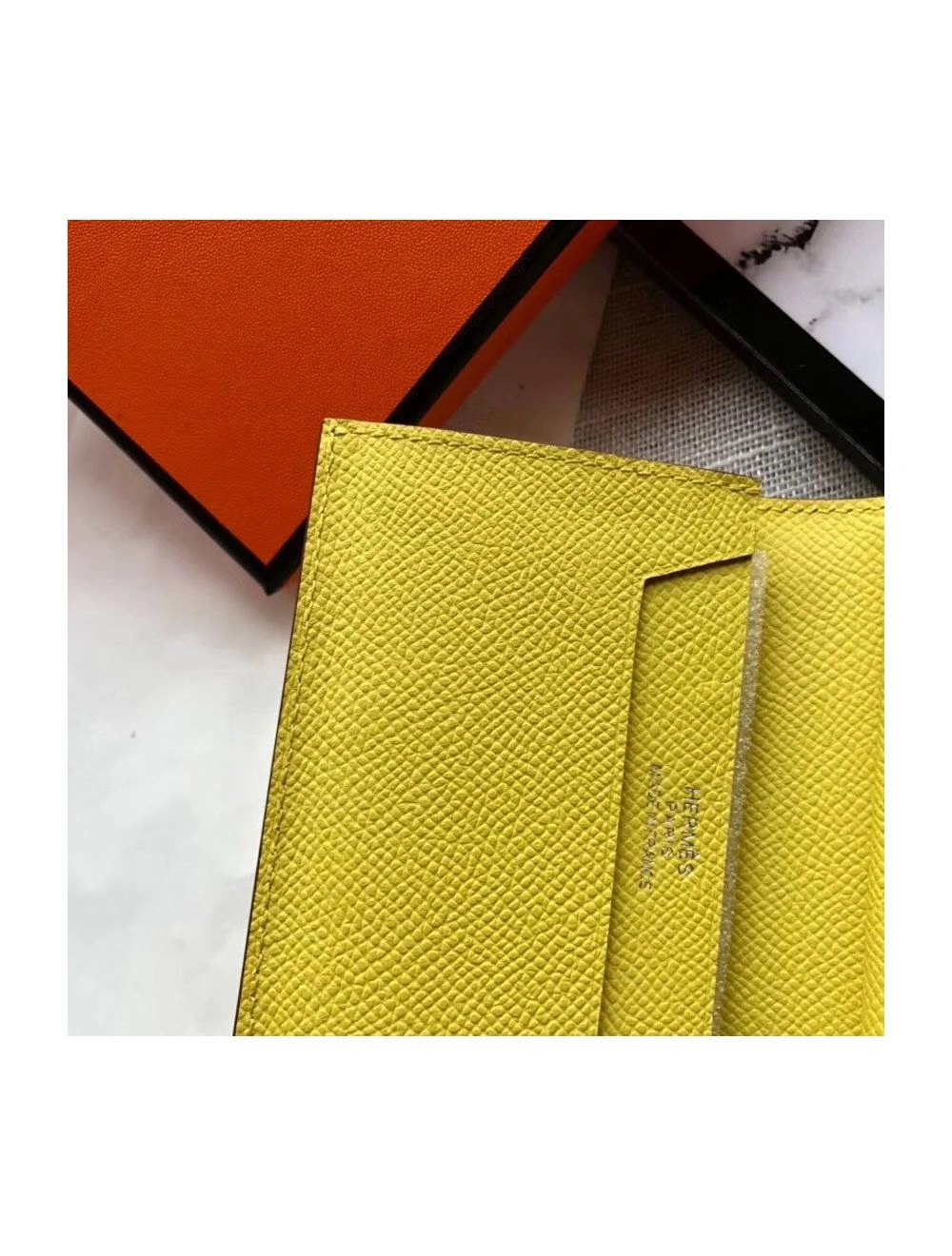 Hermes Bearn Mini Wallet In Yellow Epsom Leather