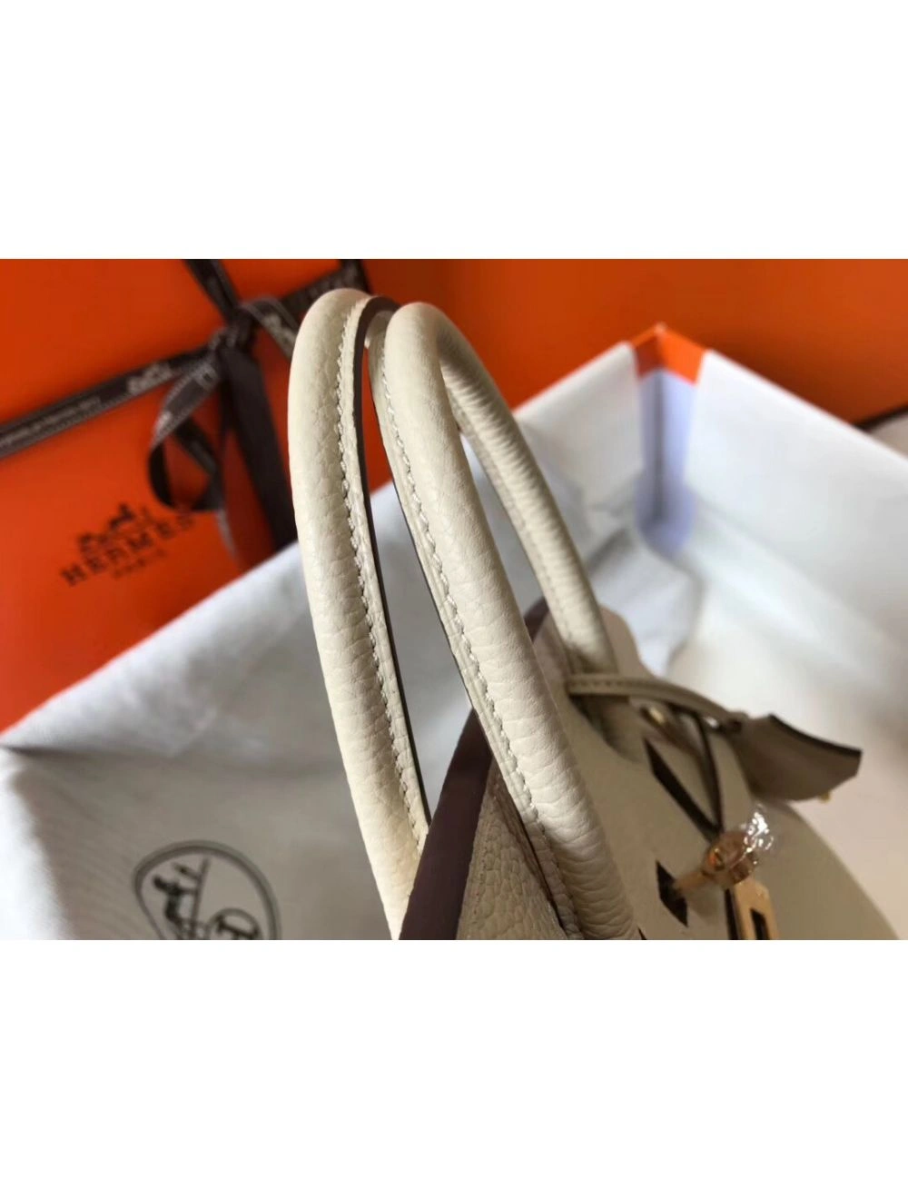 Hermes Birkin 25cm Bag In Beton Clemence Leather GHW