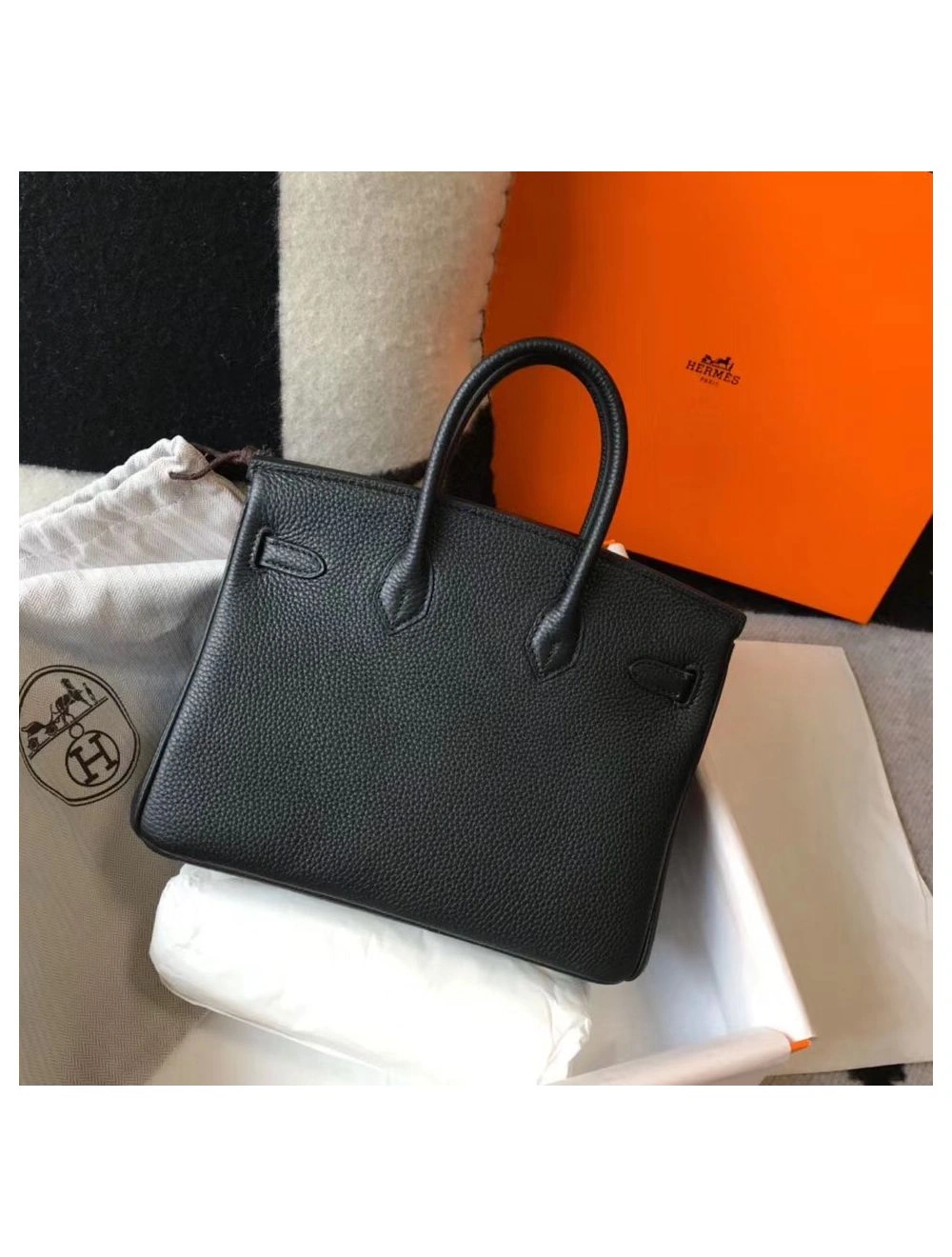 Hermes Birkin 25cm Bag In Black Clemence Leather GHW