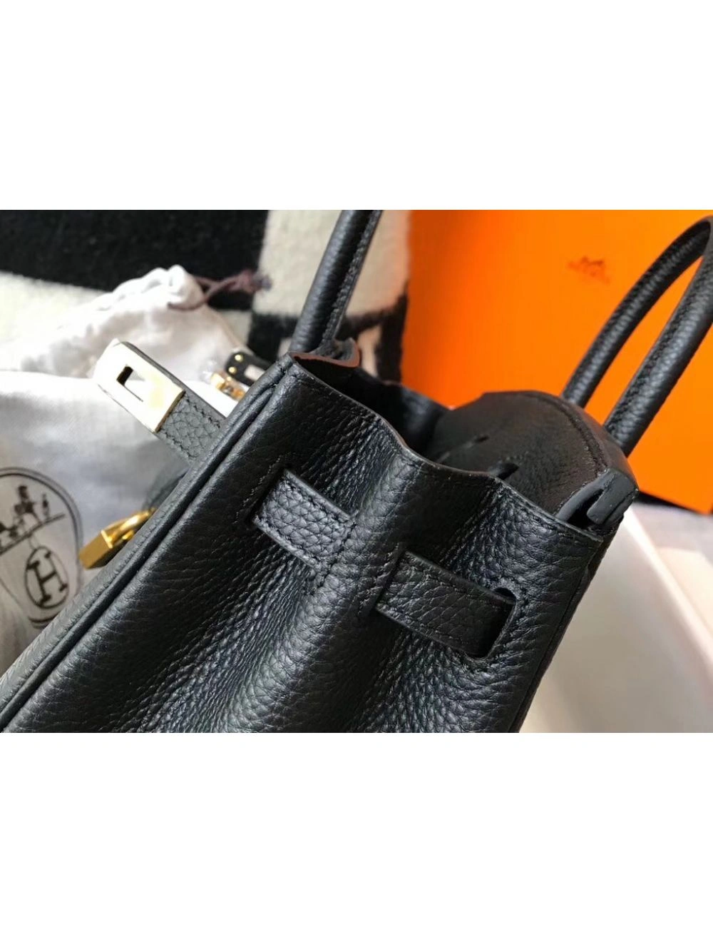 Hermes Birkin 25cm Bag In Black Clemence Leather GHW