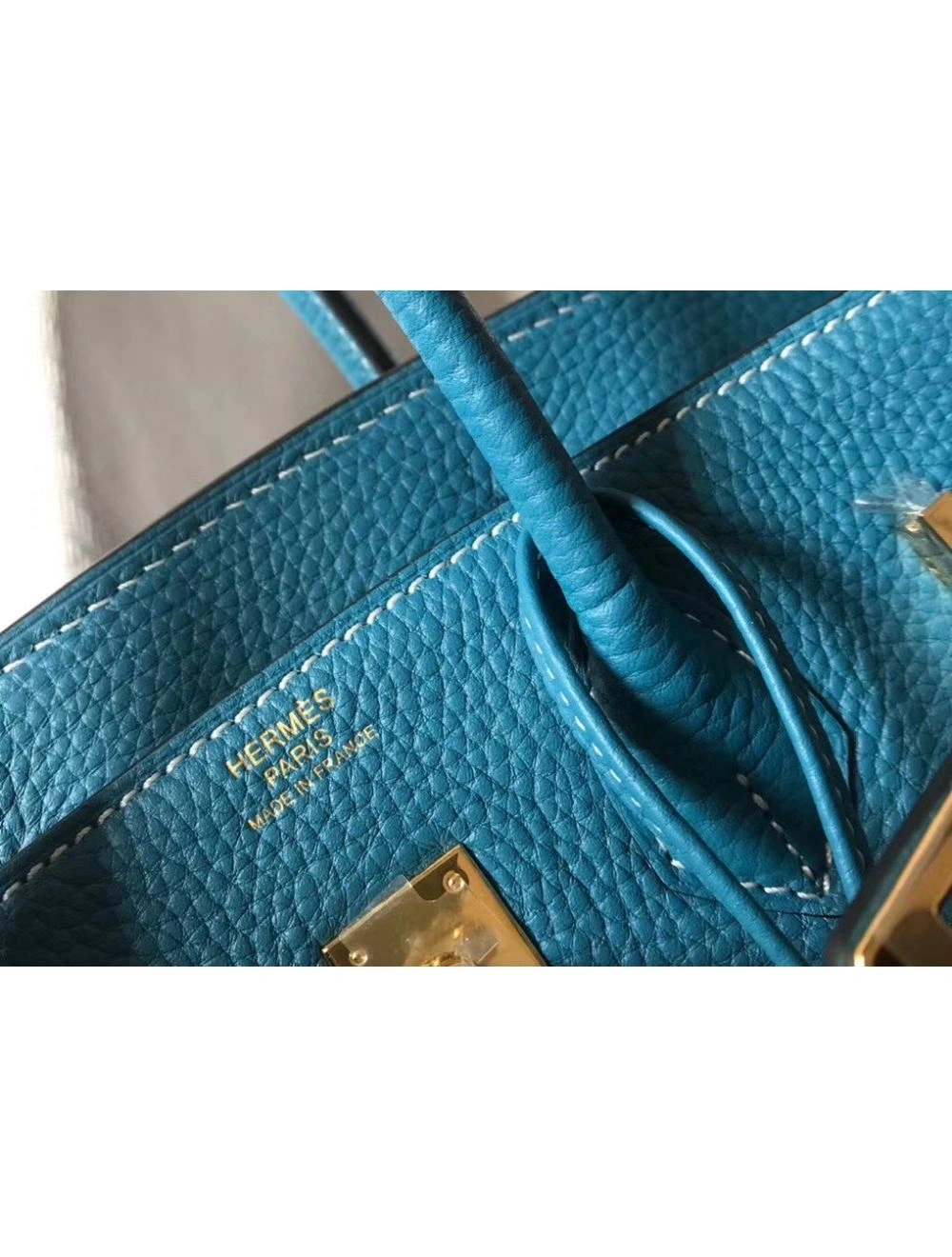 Hermes Birkin 25cm Bag In Blue Jean Clemence Leather GHW
