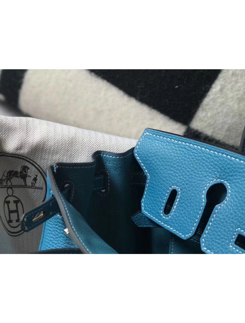 Hermes Birkin 25cm Bag In Blue Jean Clemence Leather GHW