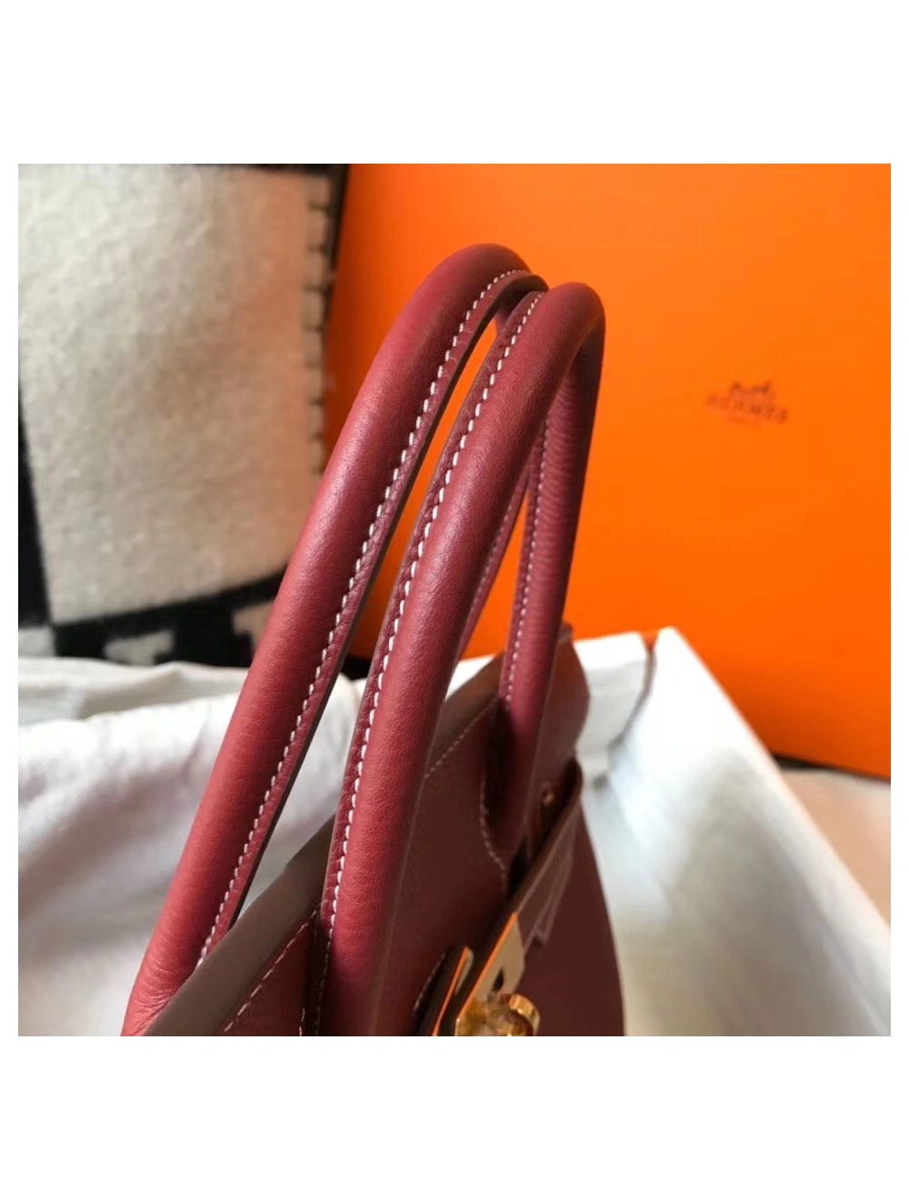 Hermes Birkin 25cm Bag In Bordeaux Clemence Leather GHW