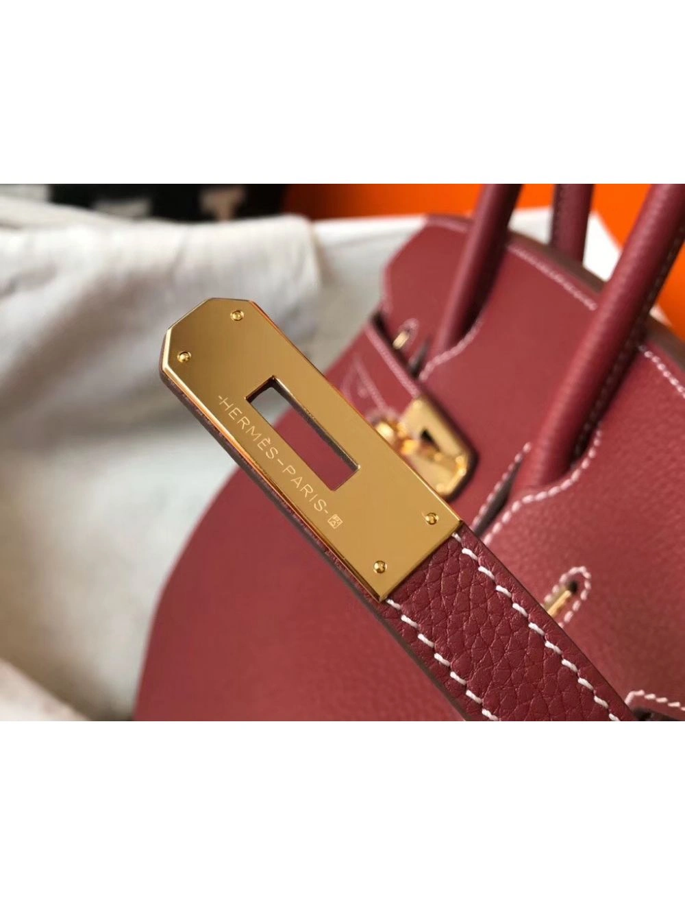Hermes Birkin 25cm Bag In Bordeaux Clemence Leather GHW
