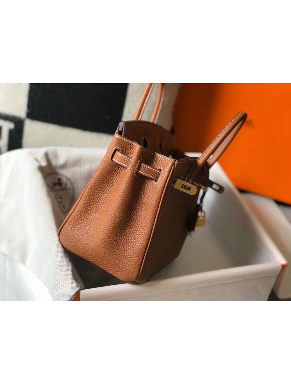 Hermes Birkin 25cm Bag In Gold Clemence Leather GHW