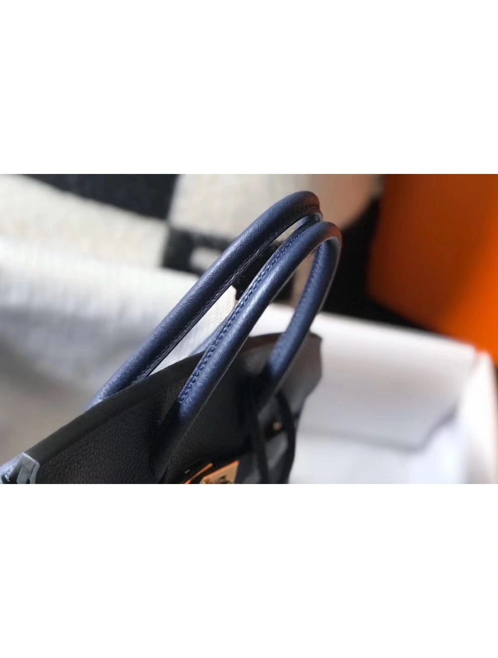 Hermes Birkin 25cm Bag In Navy Blue Clemence Leather GHW