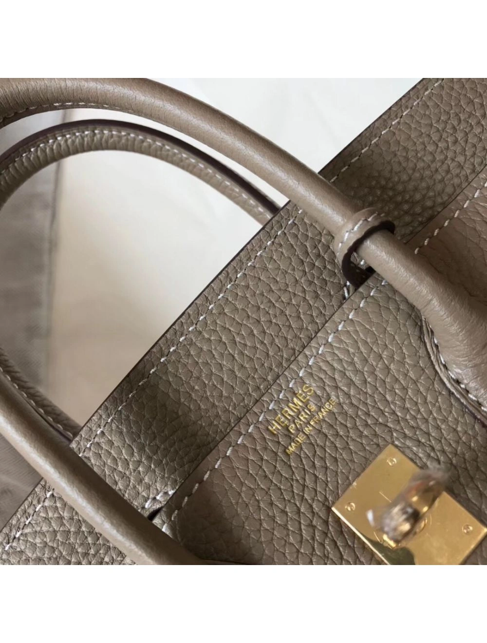Hermes Birkin 25cm Bag In Tourterelle Clemence Leather GHW