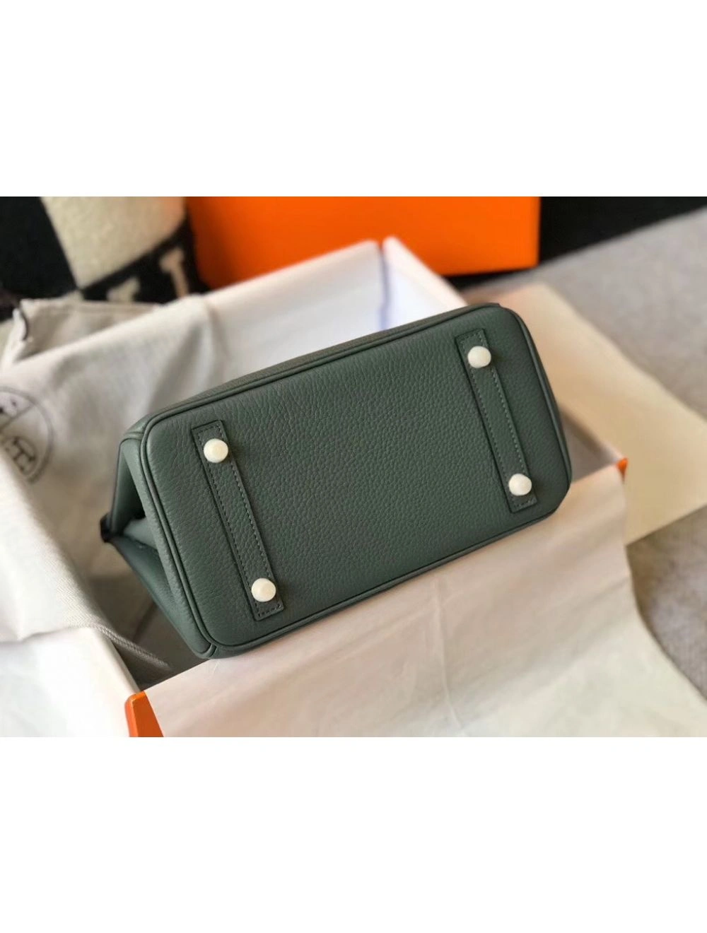 Hermes Birkin 25cm Bag In Vert Amande Clemence Leather GHW