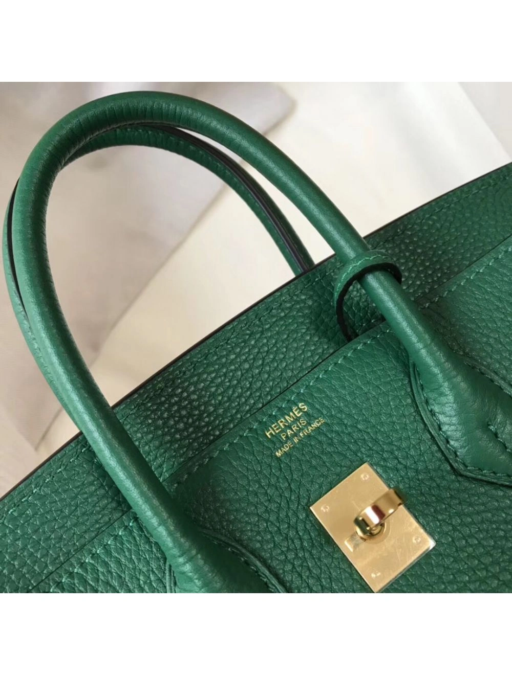 Hermes Birkin 25cm Bag In Vert Vertigo Clemence Leather GHW